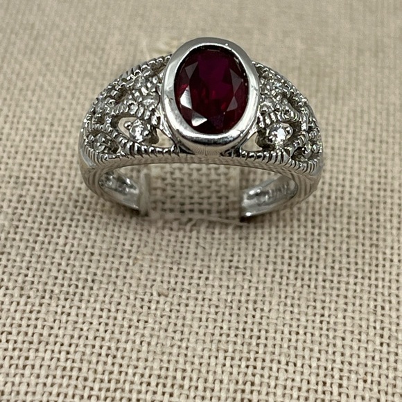Vintage 925 Sterling Silver Red Oval Ring - Size 6, 4.1g - Picture 6 of 17